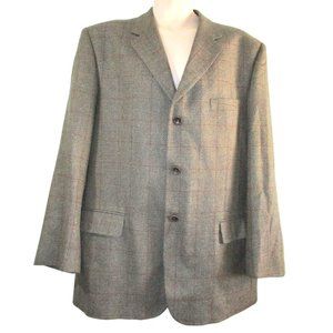 Zino Lanificio di Pray Italian Wool Silk Windowpane Tweed Mens 42 EUC Lined